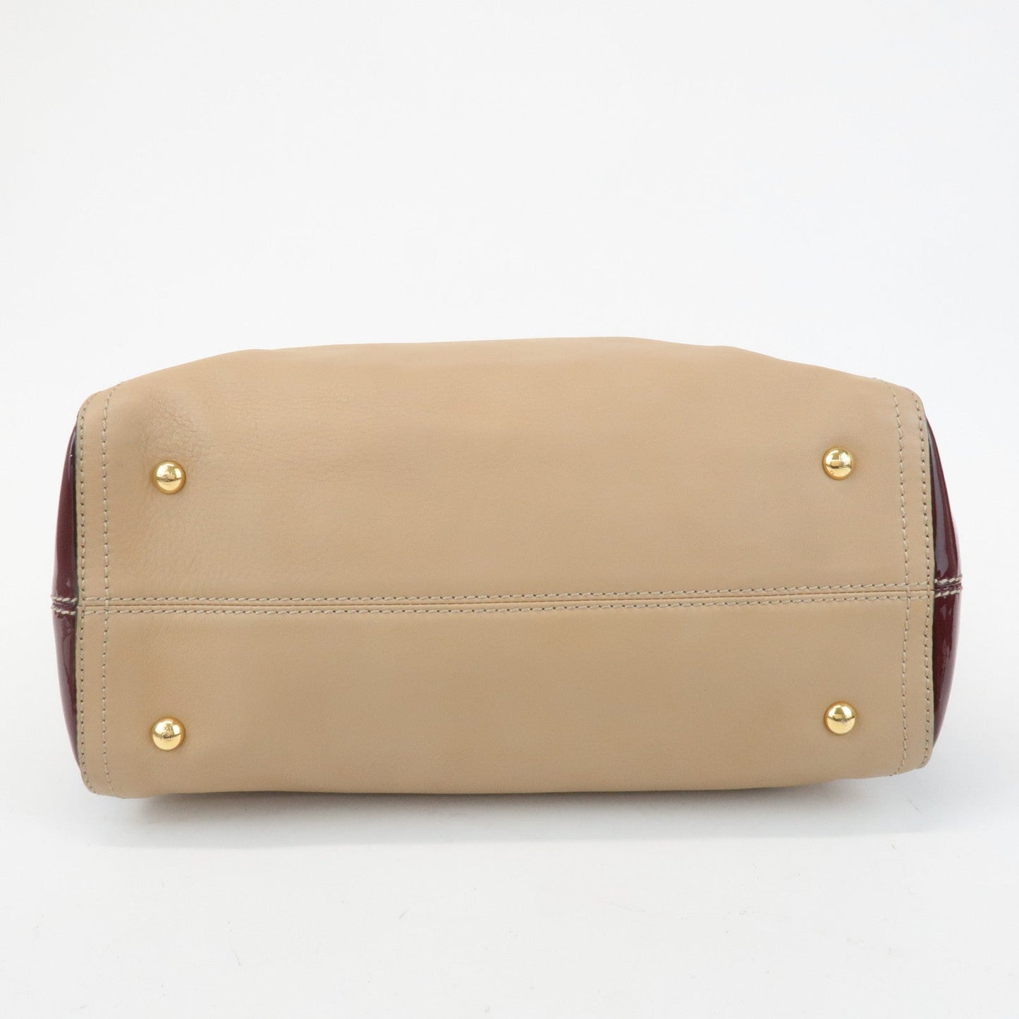 FENDI Chameleon Leather 2WAY Bag Hand Bag Beige Bordeaux 8BL114 Rovelle Bags