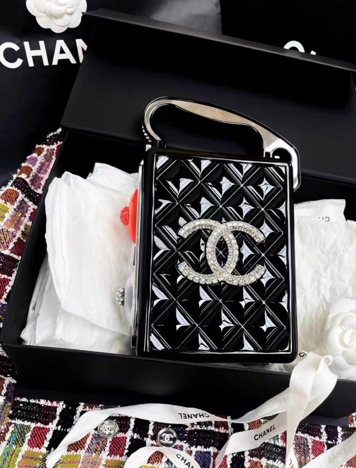 Chanel Luxury Leather Silver Handbag Silver Rovelle Bags