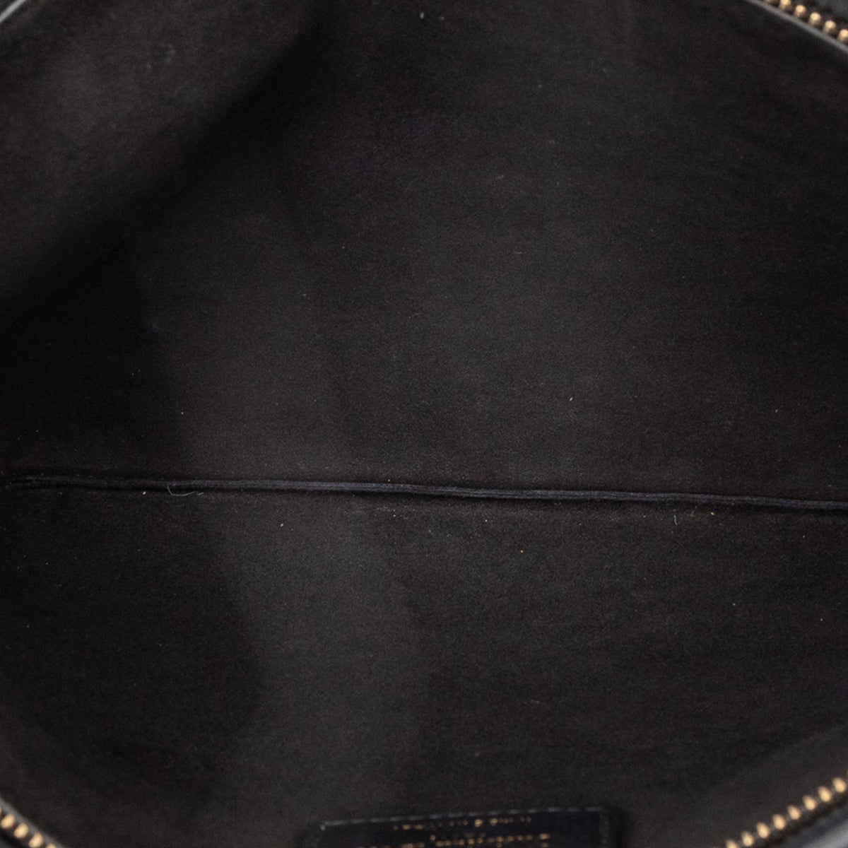 Black Dior Logo Embossed Leather Clutch Rovelle Bags