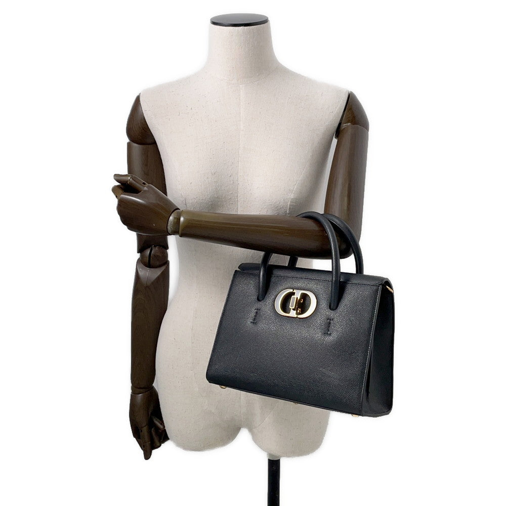 Dior Montaigne 30 Saint Honore 2WAY Handbag Black Leather Size Small Rovelle Bags