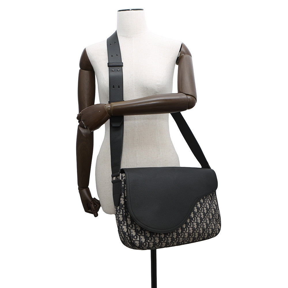 Dior Oblique Saddle Messenger Navy/Beige1ADME133YKS_H27E Jacquard Leather Rovelle Bags