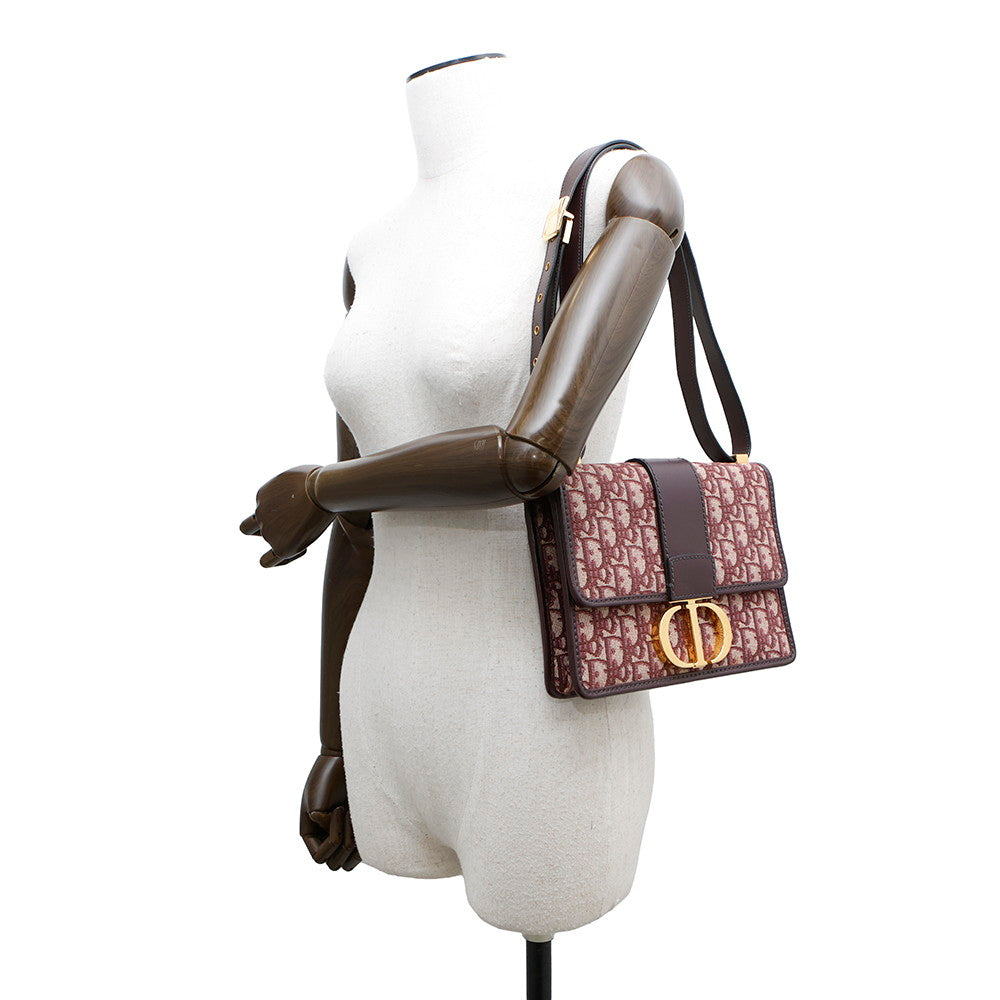 Dior Oblique Montaigne Shoulder Bag Bordeaux Canvas Leather Rovelle Bags