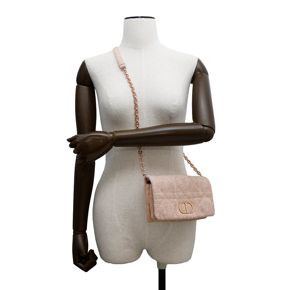 Dior Caro ChainShoulder Bag Pink Tweed Rovelle Bags