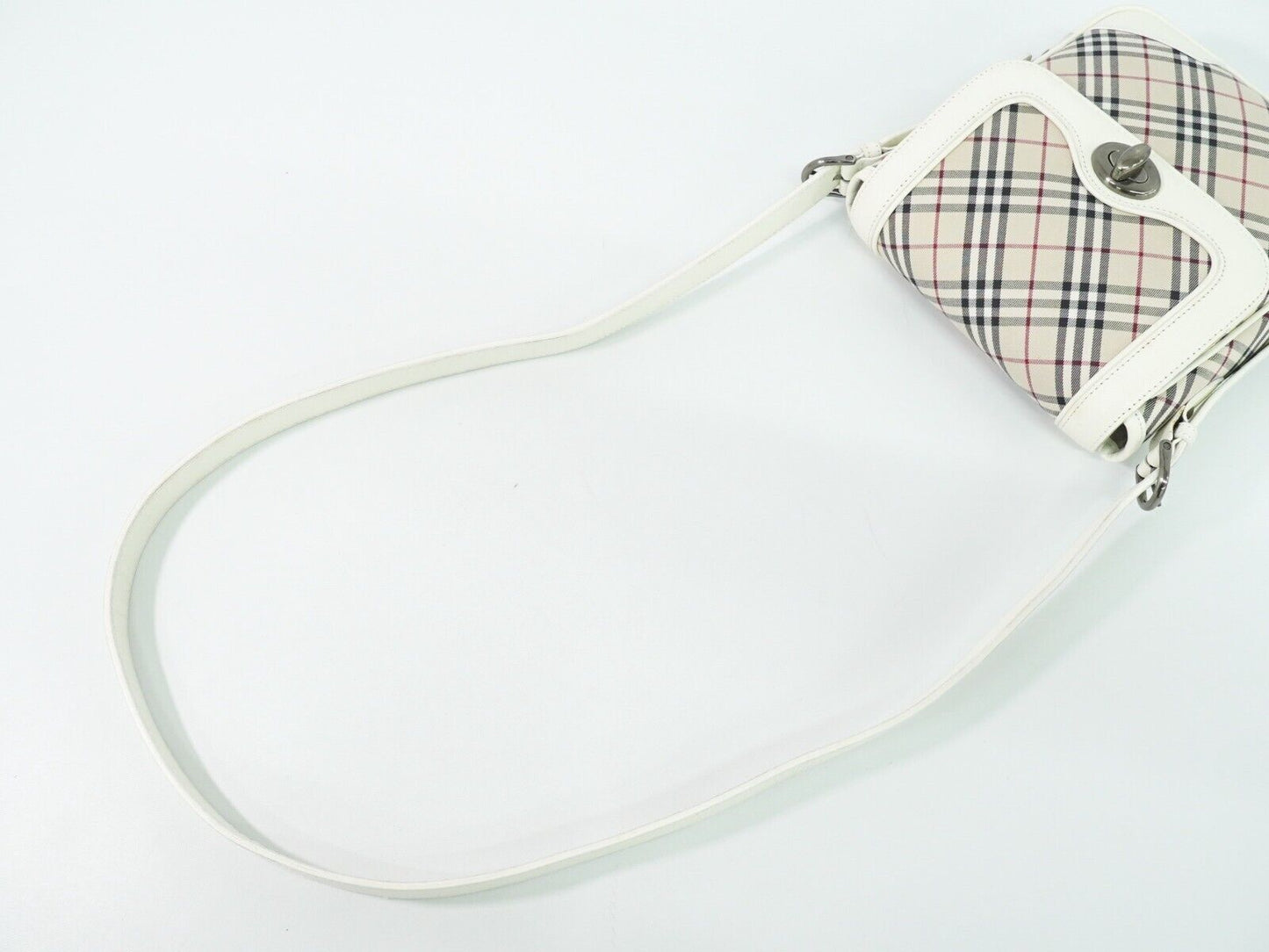 Burberry Nova Brand Check White Shoulder Bag