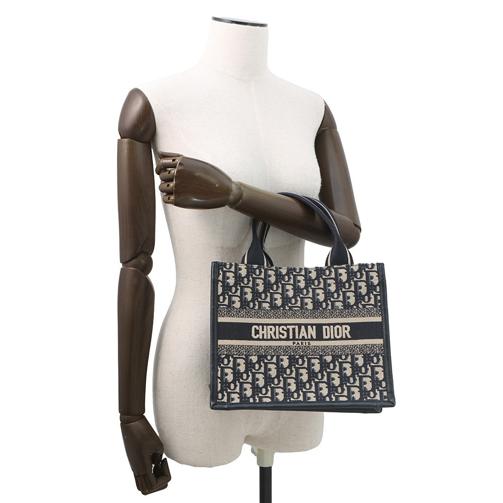 Dior Oblique Embroidery Book Tote Navym1325Czbb Canvas Calf Leather Size Small Rovelle Bags