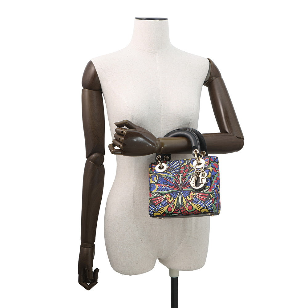 Dior Lady Dior 2Way Handbag Multicolor Leather Size Mini Rovelle Bags