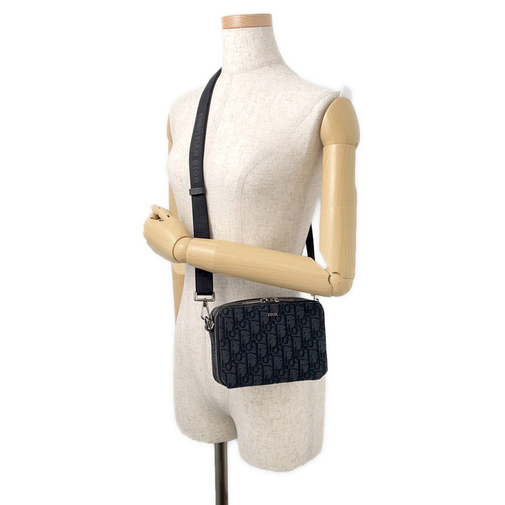 Dior Oblique Jacquard Zip Pouch Shoulder Bag Black2Obbc119Yse Canvas Leather Rovelle Bags