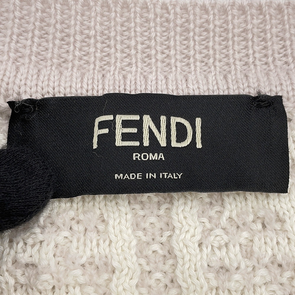 FENDI FF design pullover knit Size 48 Ivory/PinkFZX034 Wool 54%Cotton39% Cashmere7% Rovelle Bags