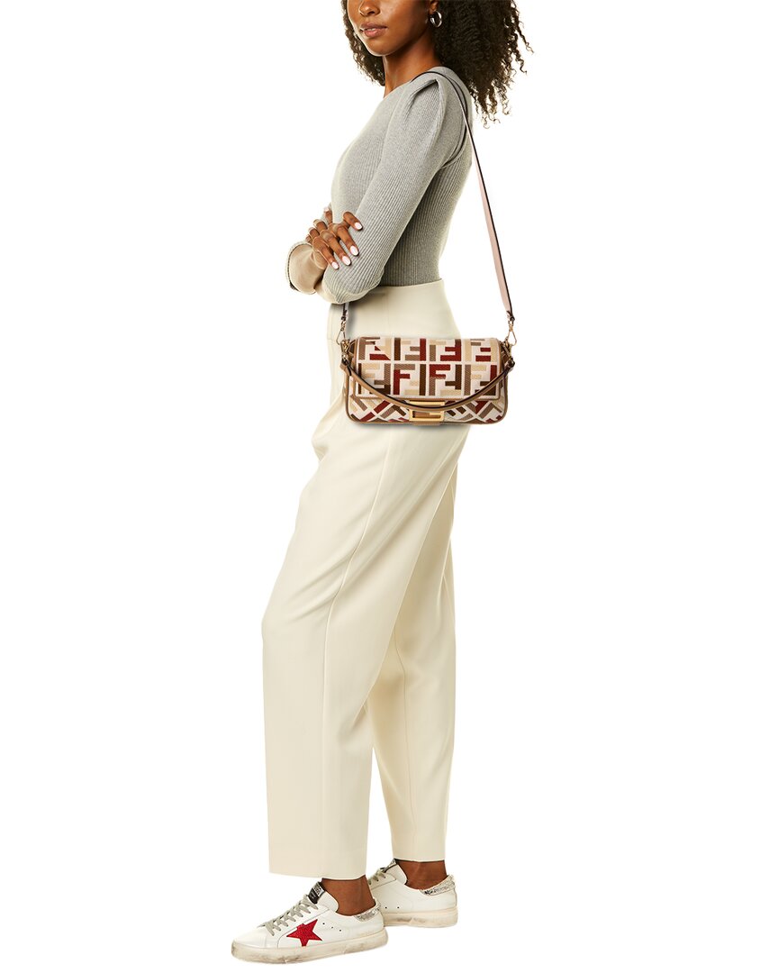 Fendi Baguette Canvas Shoulder Bag Rovelle Bags