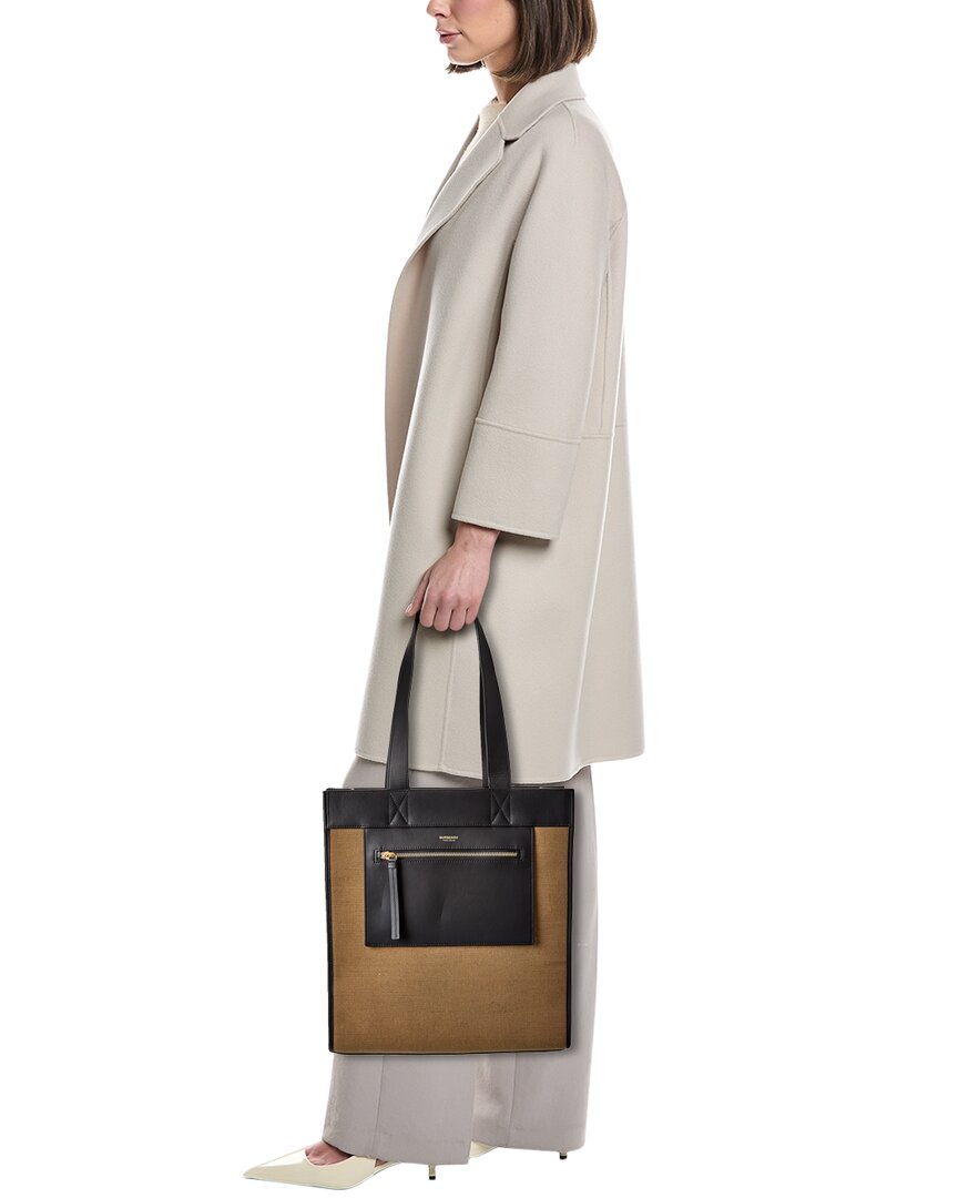 Burberry Logo SIZE Leather Brown Tote Bag