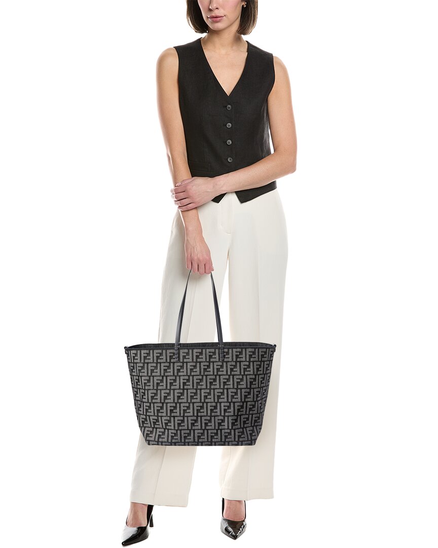 Fendi Roll Large Ff Denim & Leather Tote Rovelle Bags