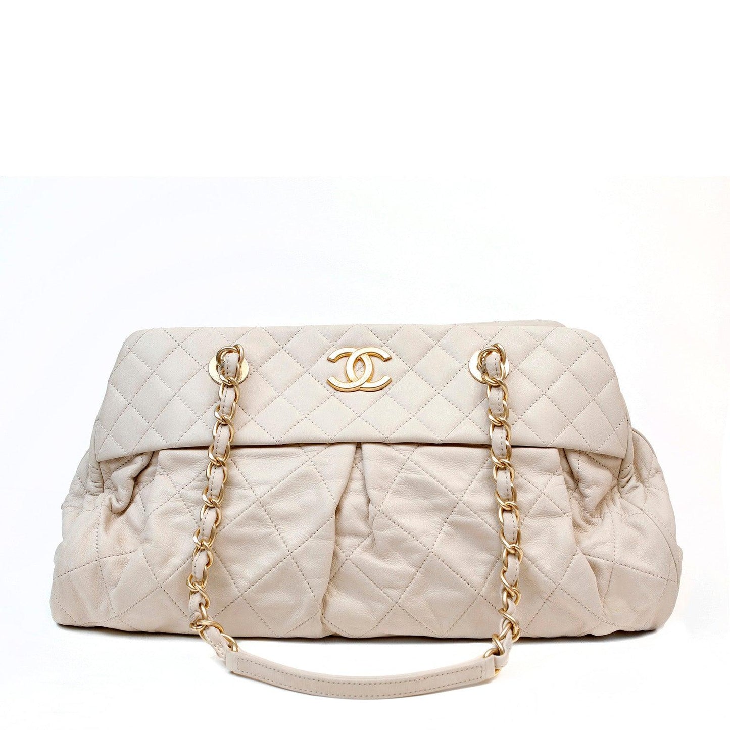 Chanel Beige Quilted Lambskin Day Tote w/ Gold Hardware Rovelle Bags