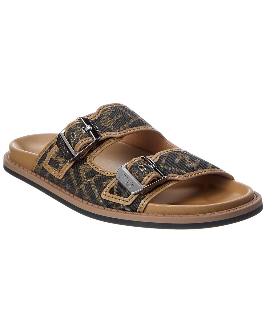 Fendi Ff Canvas & Leather Sandal Rovelle Bags