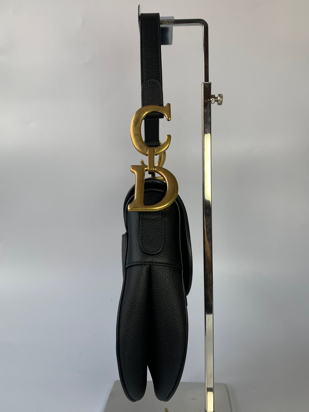 Dior Saddle Black Medium Grained Leather Handbag with Gold Hardware Rovelle Bags
