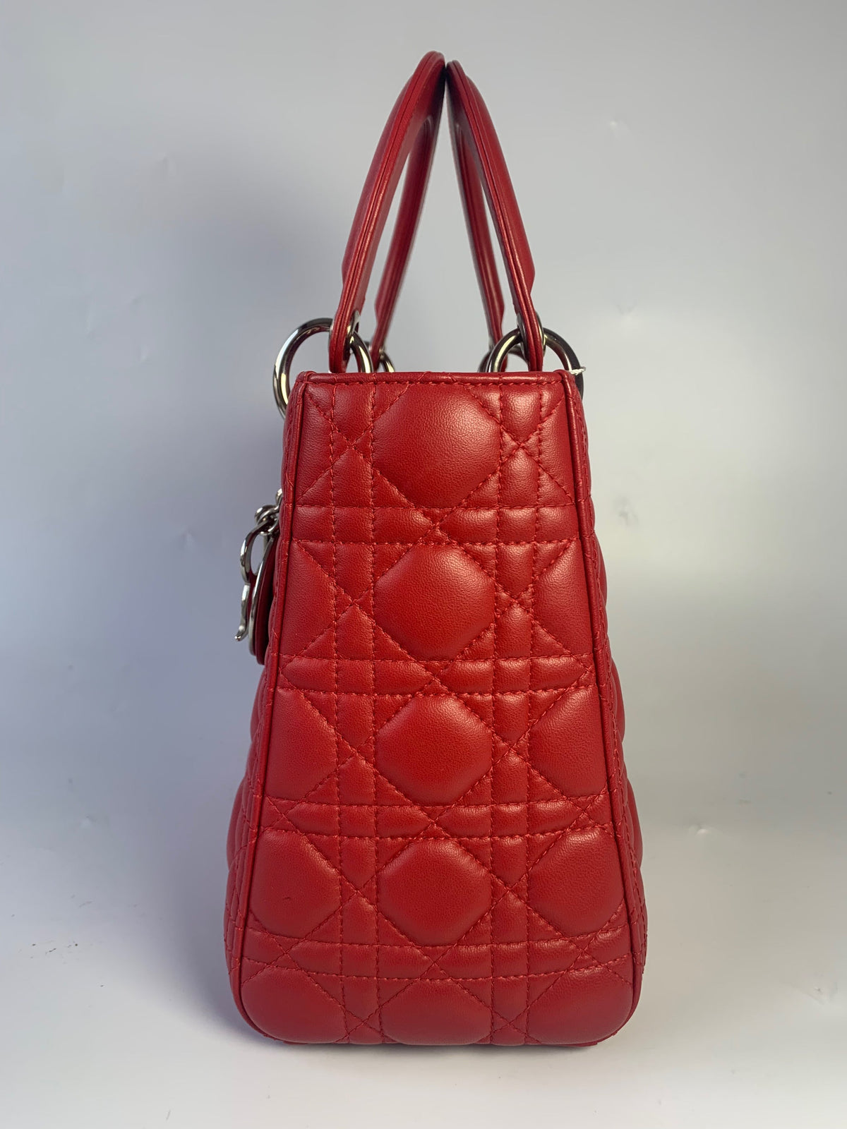 Lady Dior Medium Bag Red Lambskin Cannage Leather Rovelle Bags