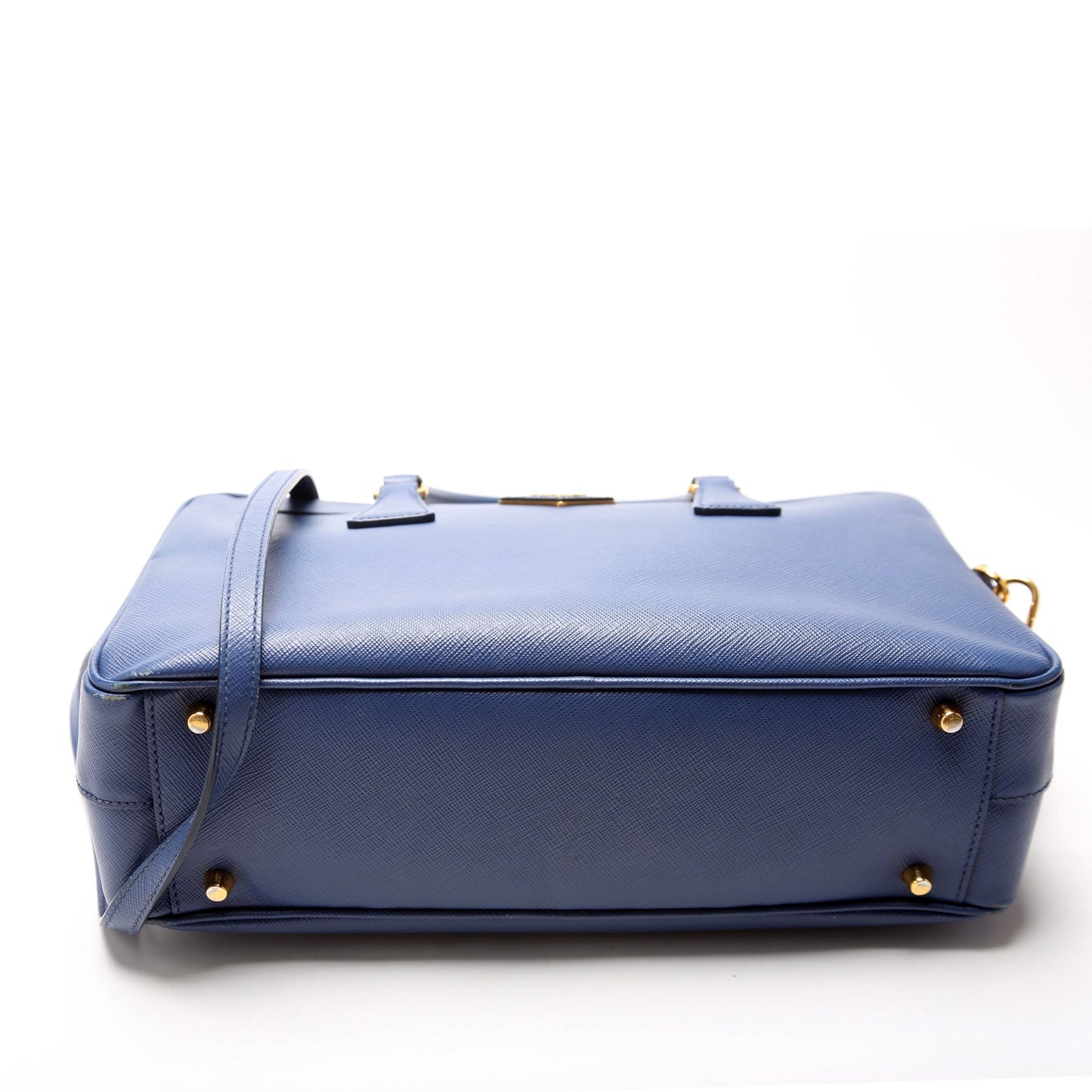 Prada Saffiano Lux Bauletto Blue Bag Rovelle Bags