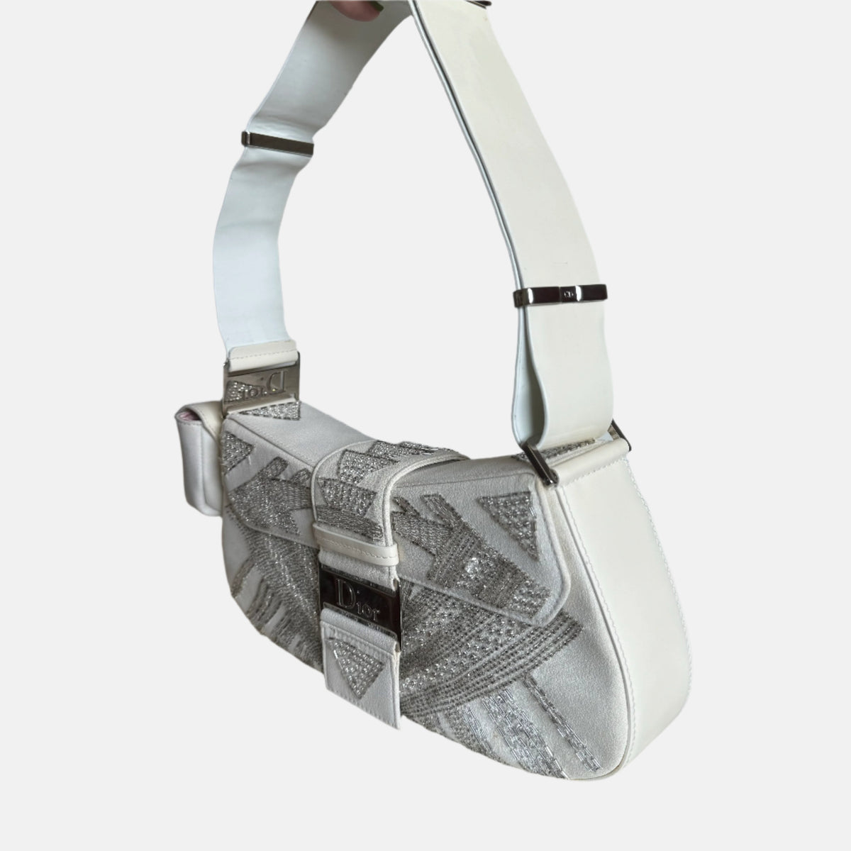 Dior Limited Edition Rare Columnbus Dior Strict Chic White Rhinestones Bag Rovelle Bags