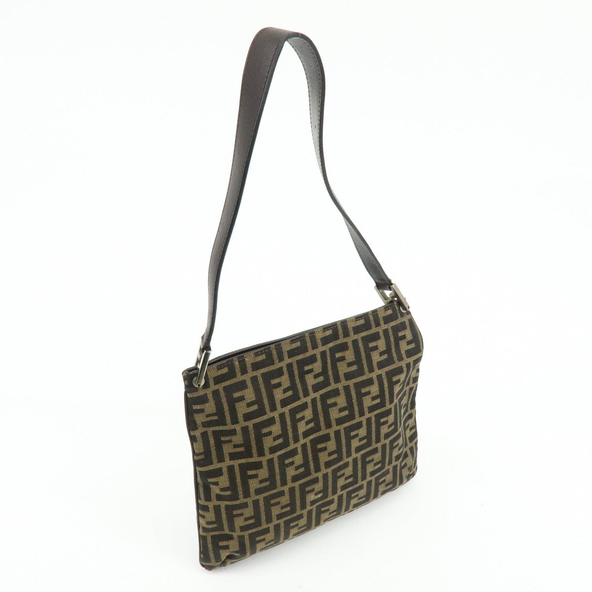 FENDI Zucca Canvas Leather Shoulder Bag Brown Black 83150820992 Rovelle Bags
