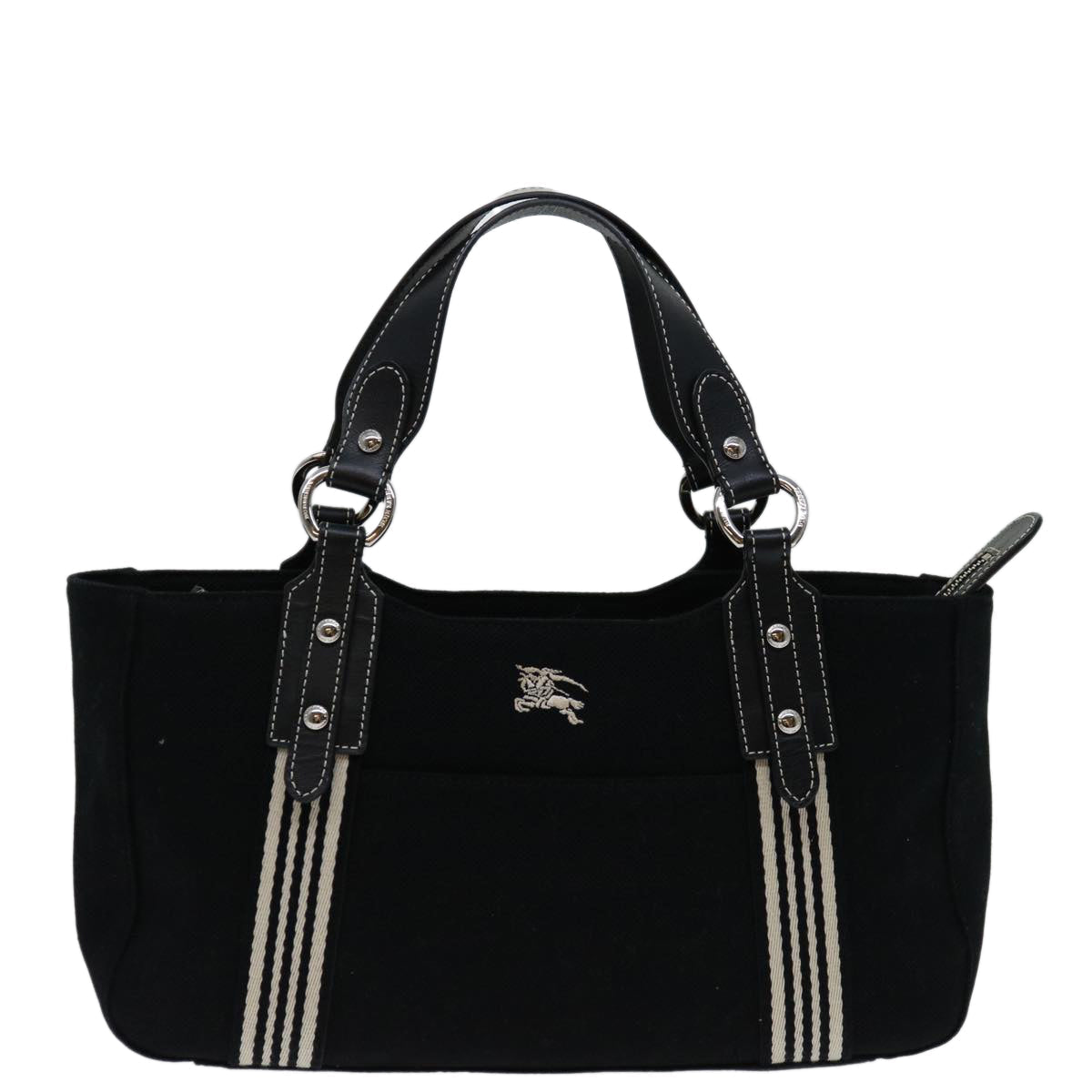 Burberry Label Brand Canvas Black Handbag Style 2