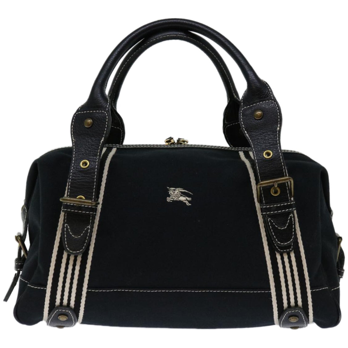 Burberry Label Brand Canvas Black Handbag