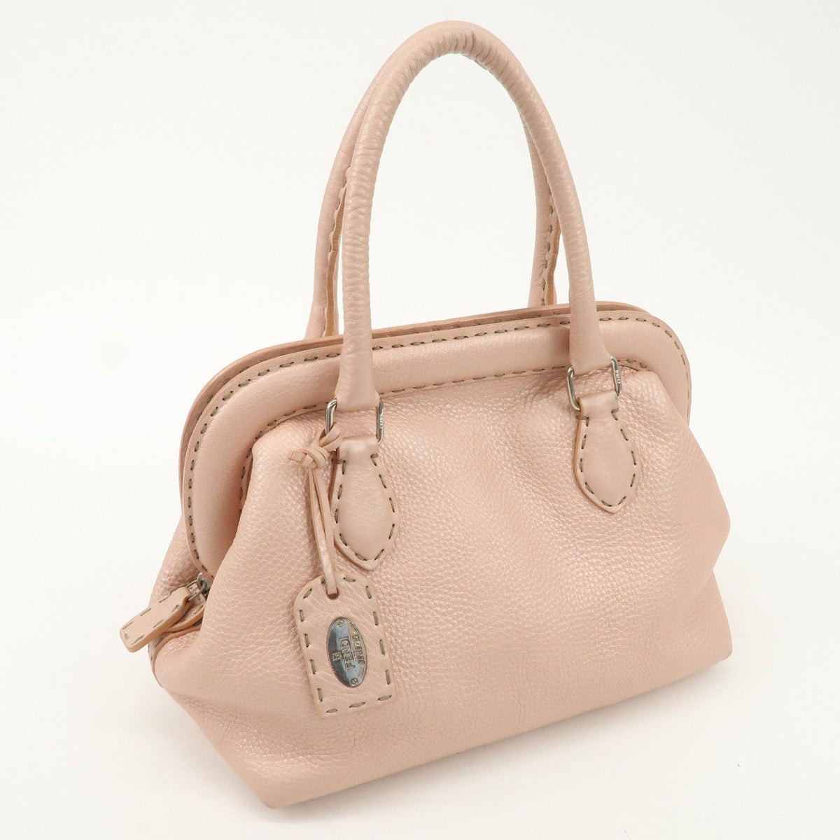 FENDI Selleria Leather Boston Bag Hand Bag Pink 8BN127 Rovelle Bags