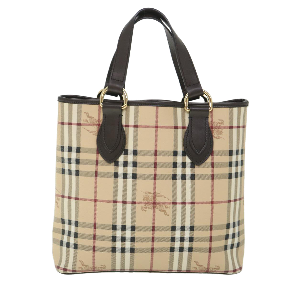 Burberry Haymarket Brand Leather White Handbag