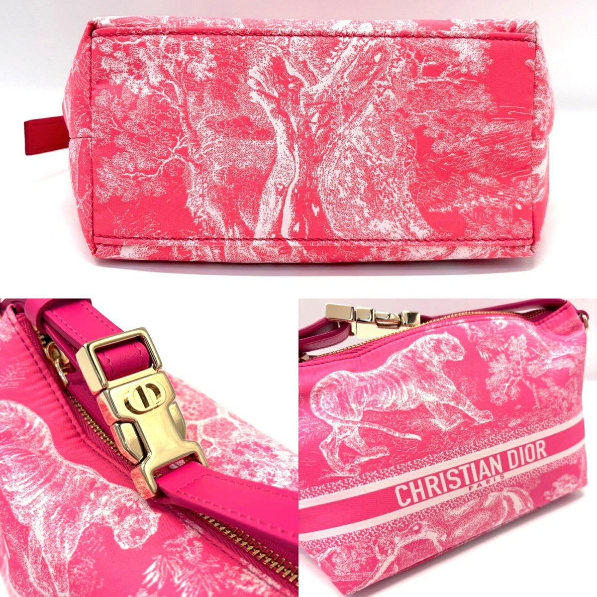 Christian Dior Pink Nylon Leather Pouch Rovelle Bags