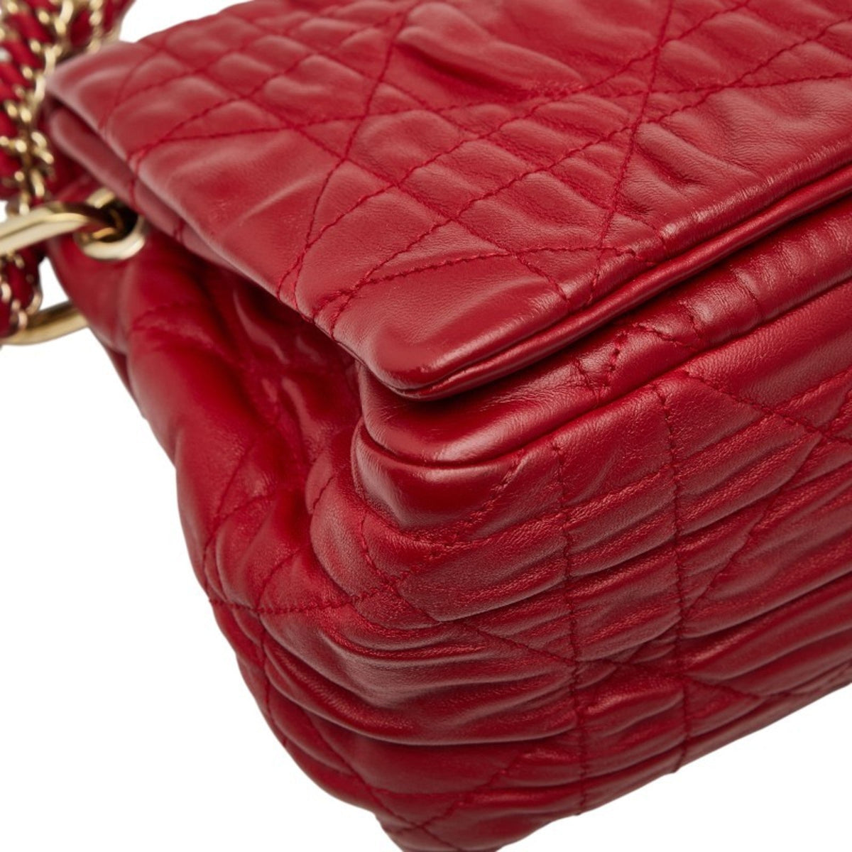 Christian Dior Red Color Leather Handbag Shoulder Bag Leather Rovelle Bags