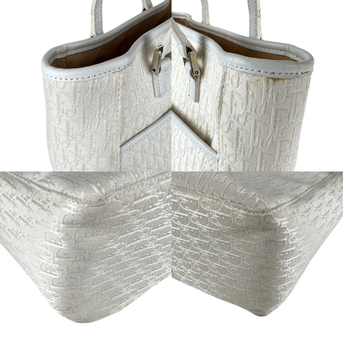 Christian Dior Ivory Canvas Leather Handbag Rovelle Bags