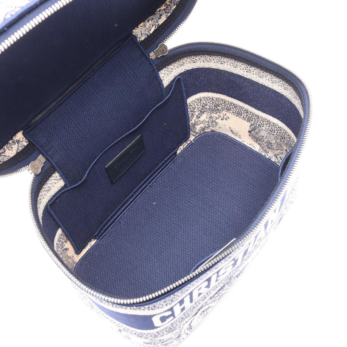 Christian Dior Navy White Canvas Handbag Rovelle Bags