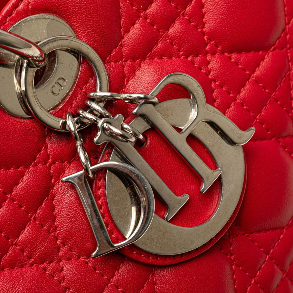 Christian Dior Lady Dior Red Color Leather Handbag Shoulder Bag Leather Rovelle Bags