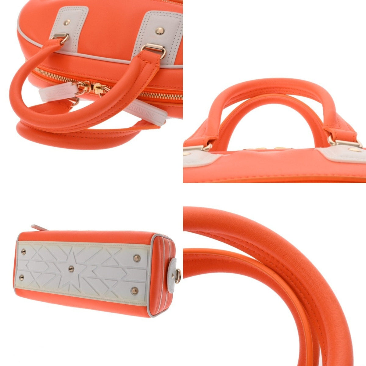 Christian Dior Orange White Leather Handbag Rovelle Bags