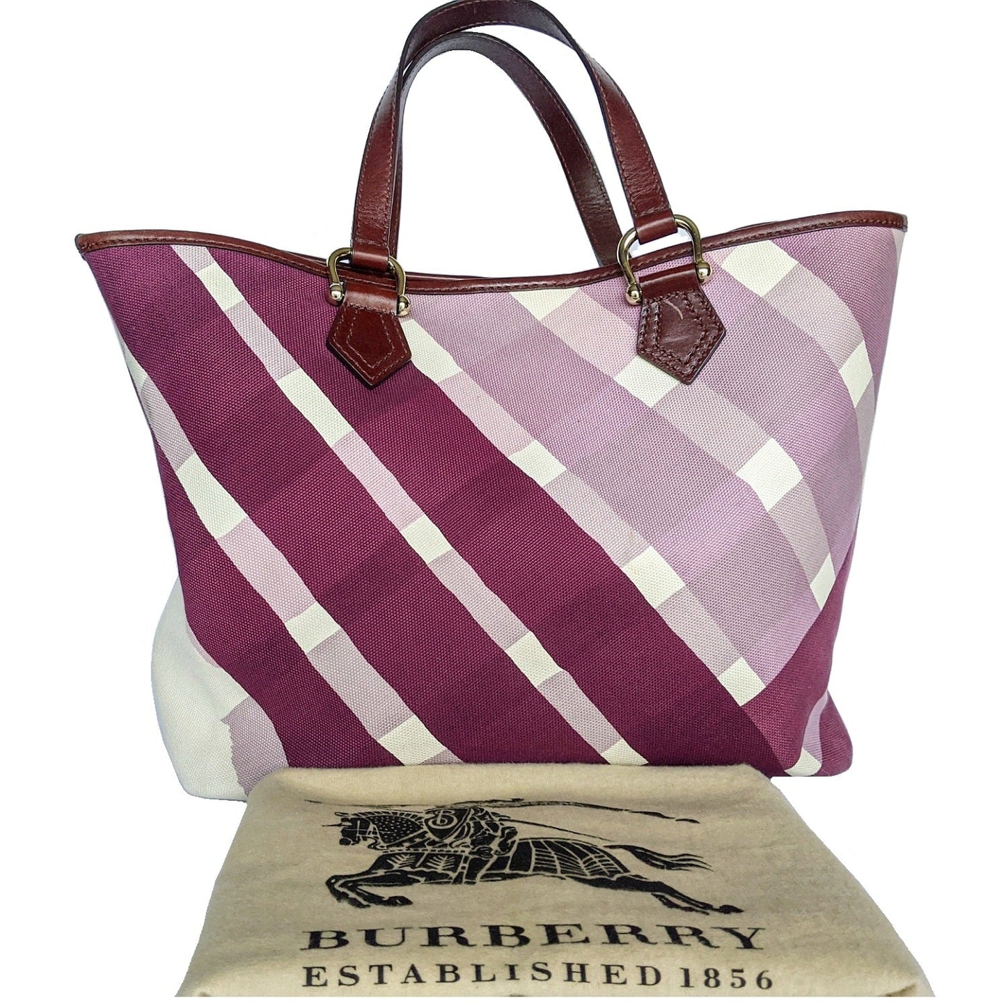 Burberry Print Handbags Canvas Purple Shoulder Bag
