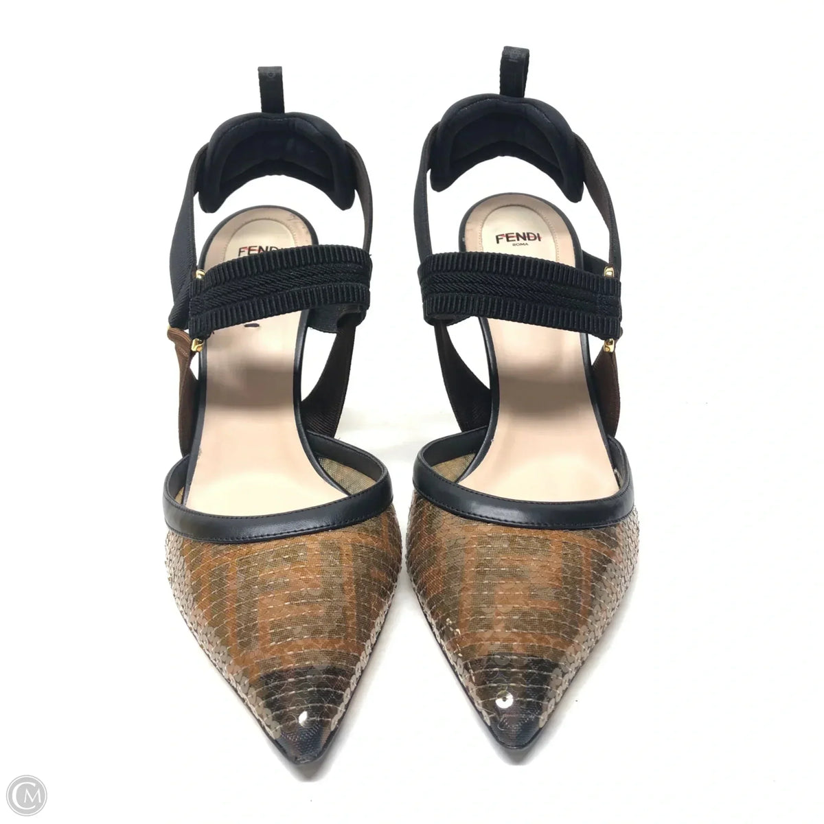 Shoes Luxury Designer By Fendi In Black & Brown, Size: 10.5 Rovelle Bags