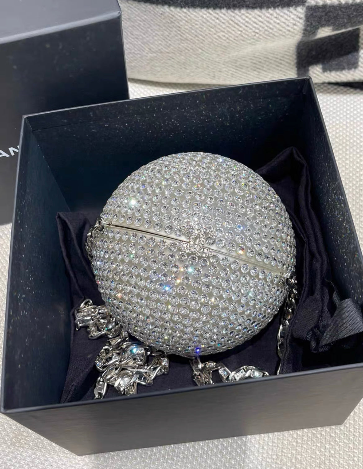 Chanel Luxury Leather Silver Clutch Rovelle Bags