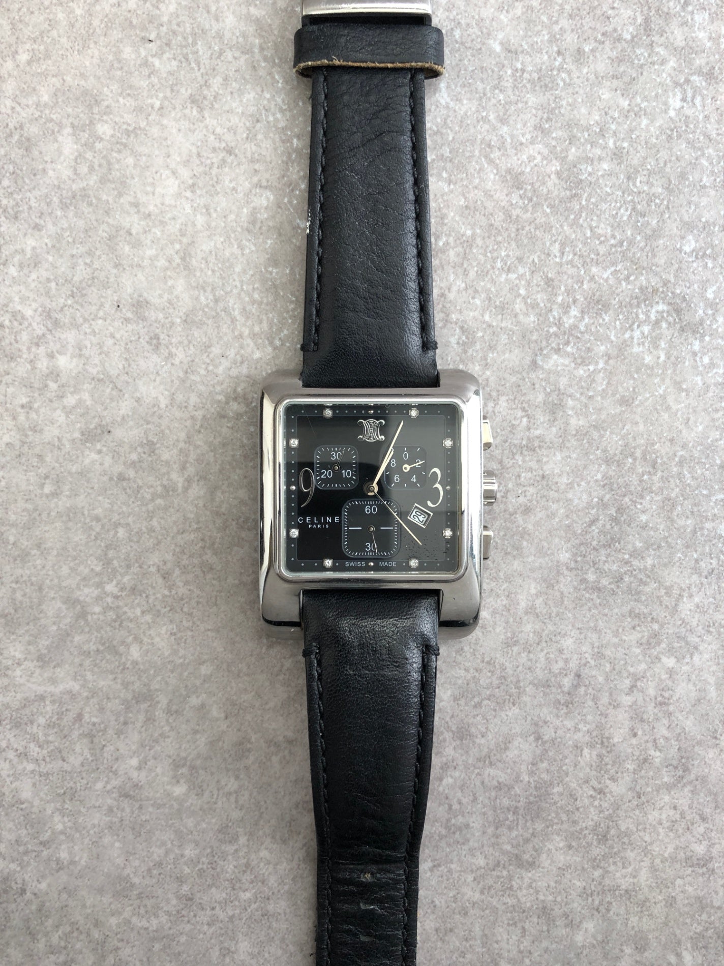 CELINE Quartz Watch Black Vintage yvw3tu