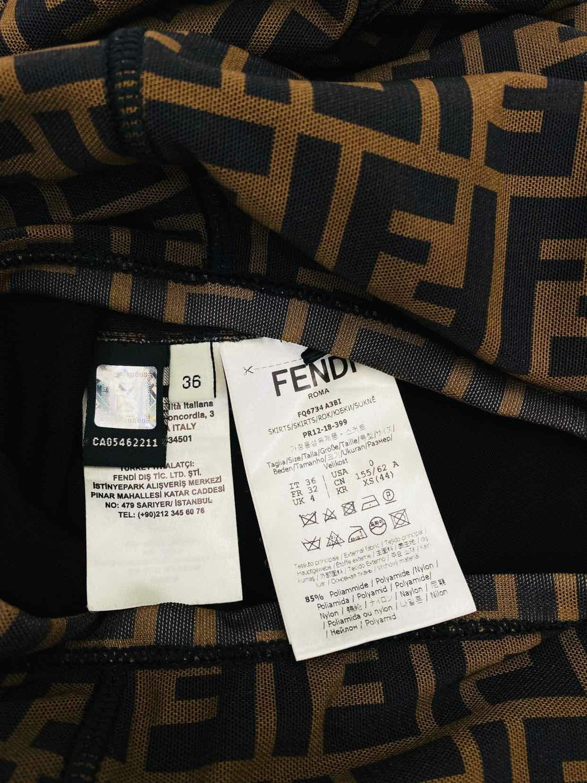 FENDI Pencil Brown FF Motif Size US 0 Midi Skirt Rovelle Bags