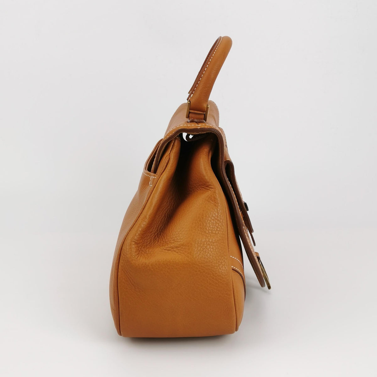 Dior Top Handle Saddle Bag Cognac Tan Brown Calfskin Leather Rovelle Bags
