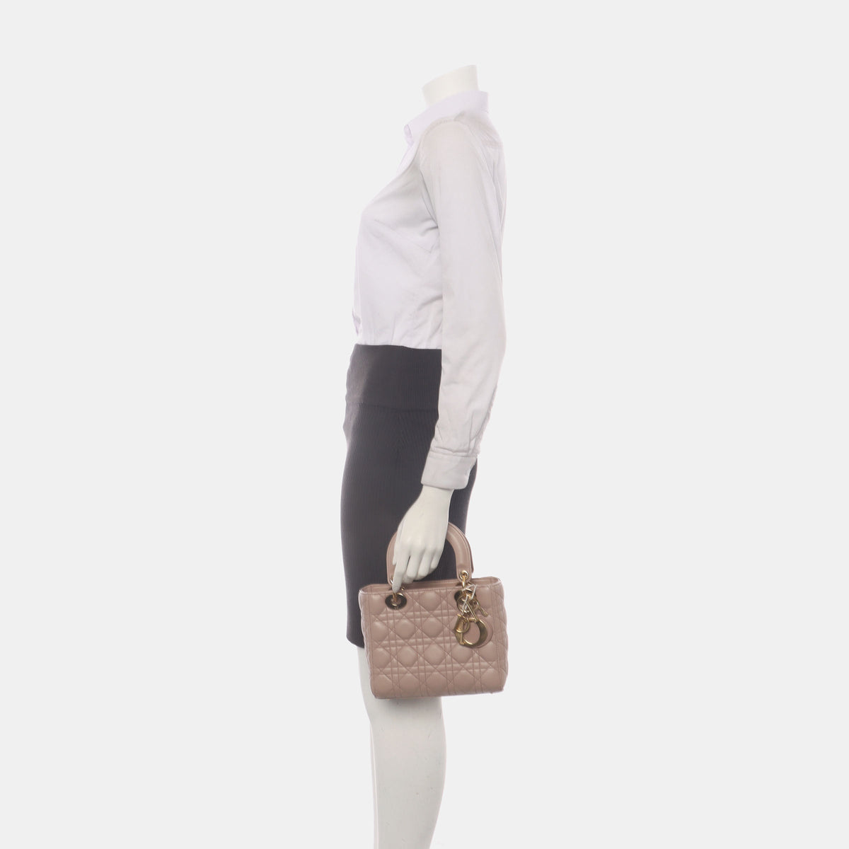 Lady Dior ABCdior Small Nude Pink Cannage Lambskin Handbag No Strap Rovelle Bags