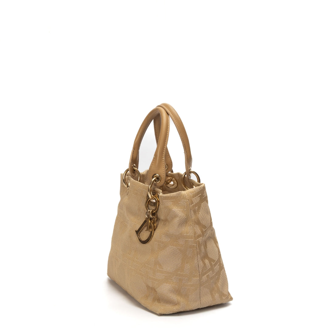 Dior Lady Dior Leather Canvas Tote Bag Rovelle Bags