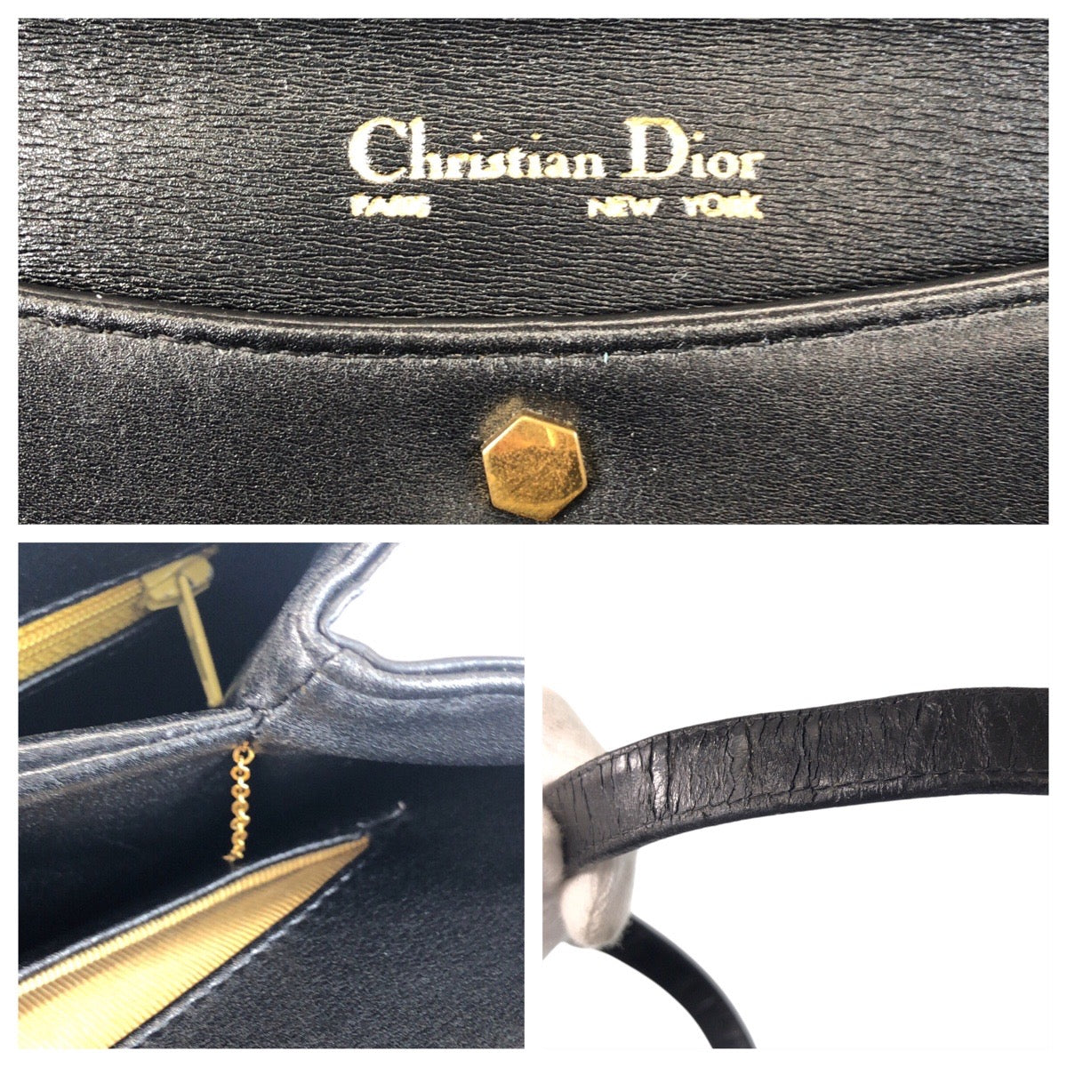 Christian Dior Shoulder Bag leather Black GoldMetal 2way Shoulder Bag Handbag Trotter Women Rovelle Bags
