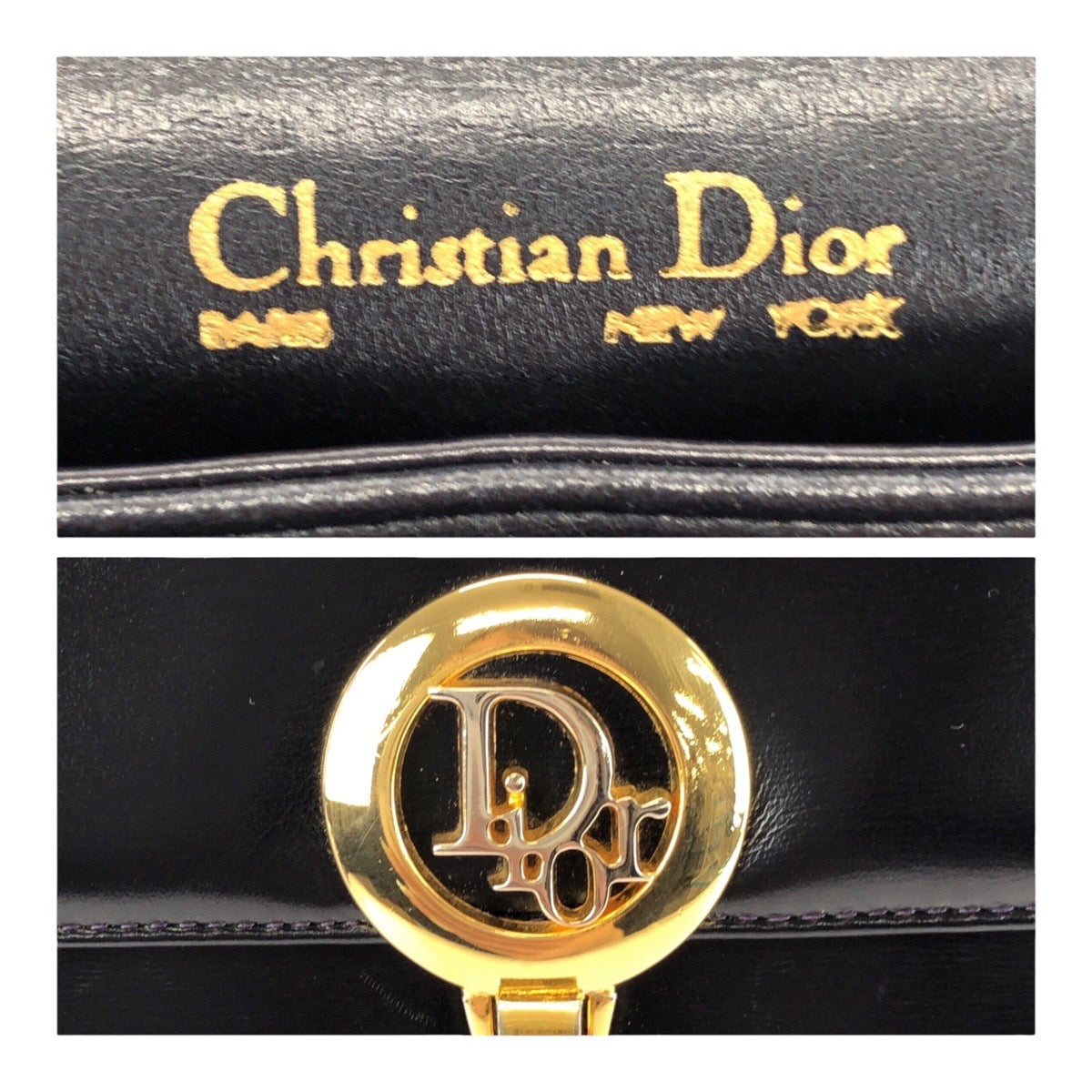 Dior Shoulder Bag leather Black GoldMetal Rovelle Bags