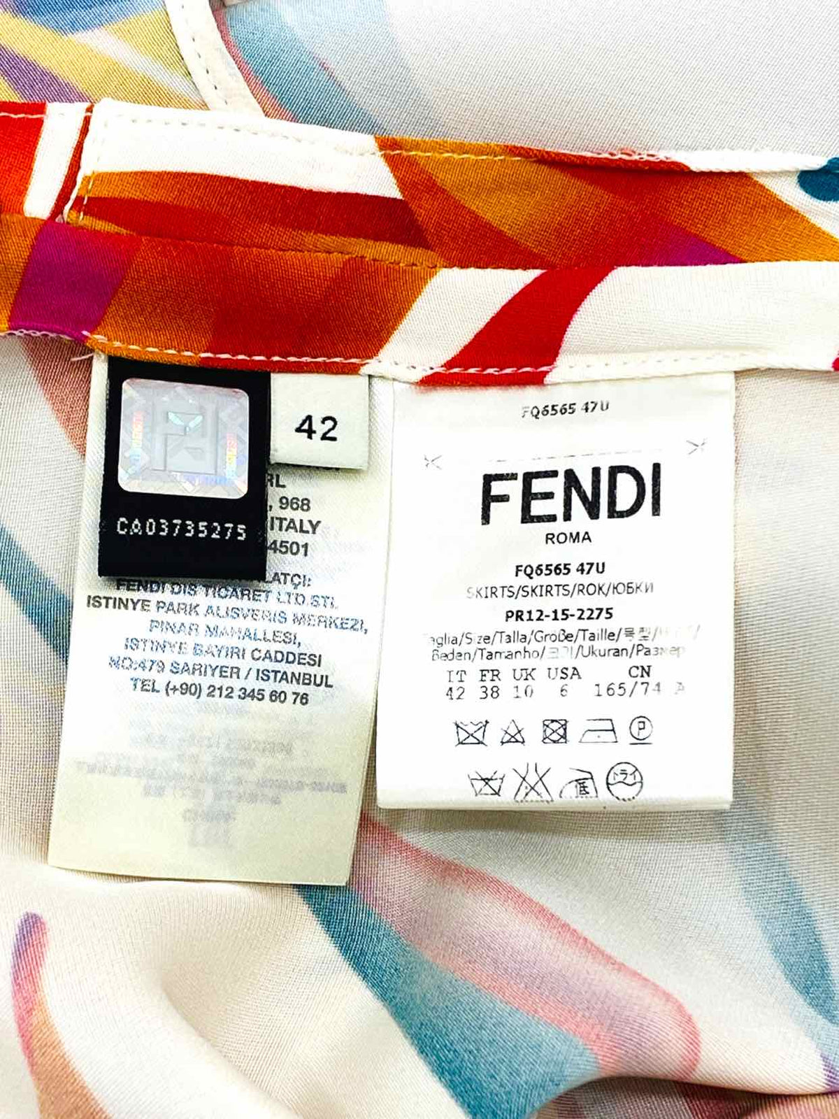 FENDI White Multicolor Printed Size US 6 Midi Skirt Rovelle Bags