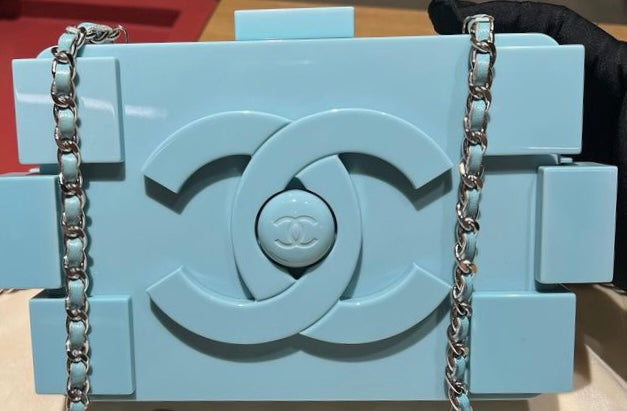 Chanel Luxury Leather Silver Clutch Leather Rovelle Bags