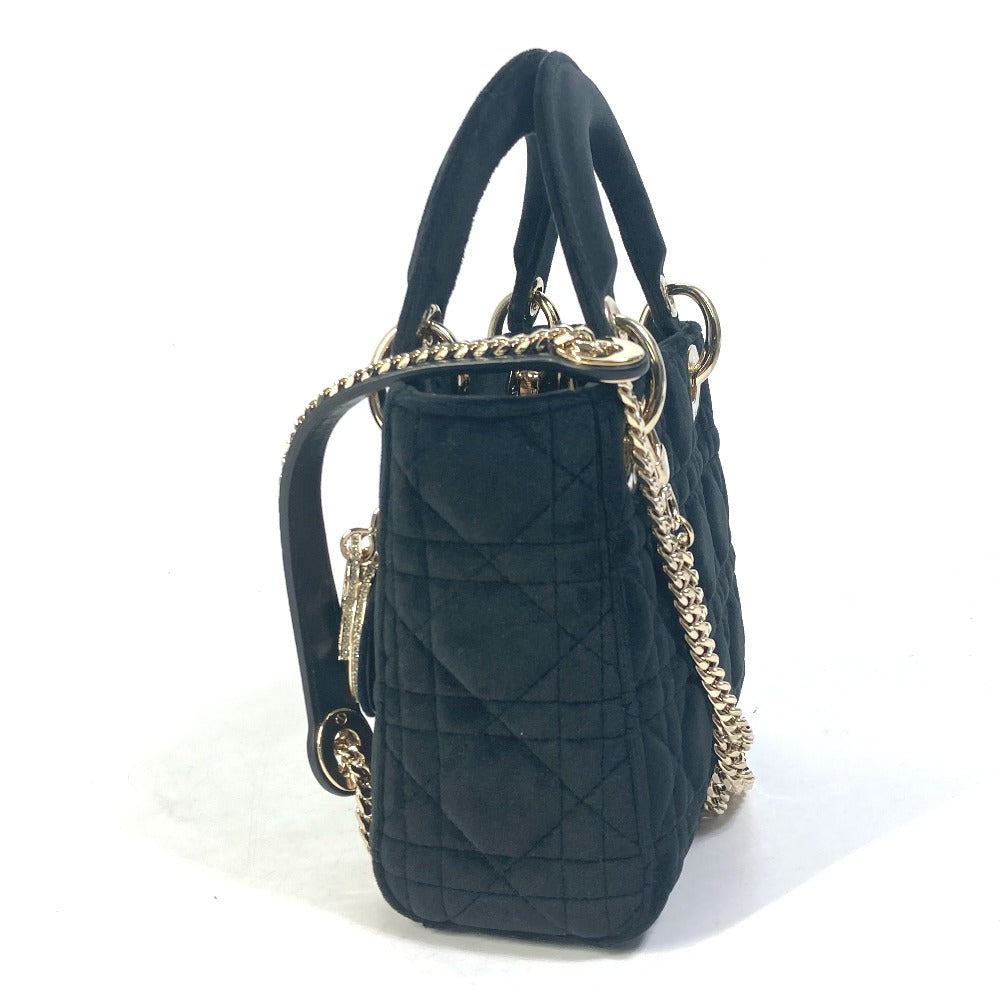 Dior Handbag Velor / leather black LADY DIOR Chain Lady Dior Cannage Mini Women Rovelle Bags