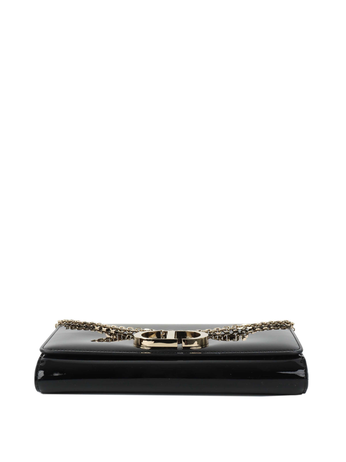 Dior Black Patent Leather 30 Montaigne Chain Clutch Rovelle Bags