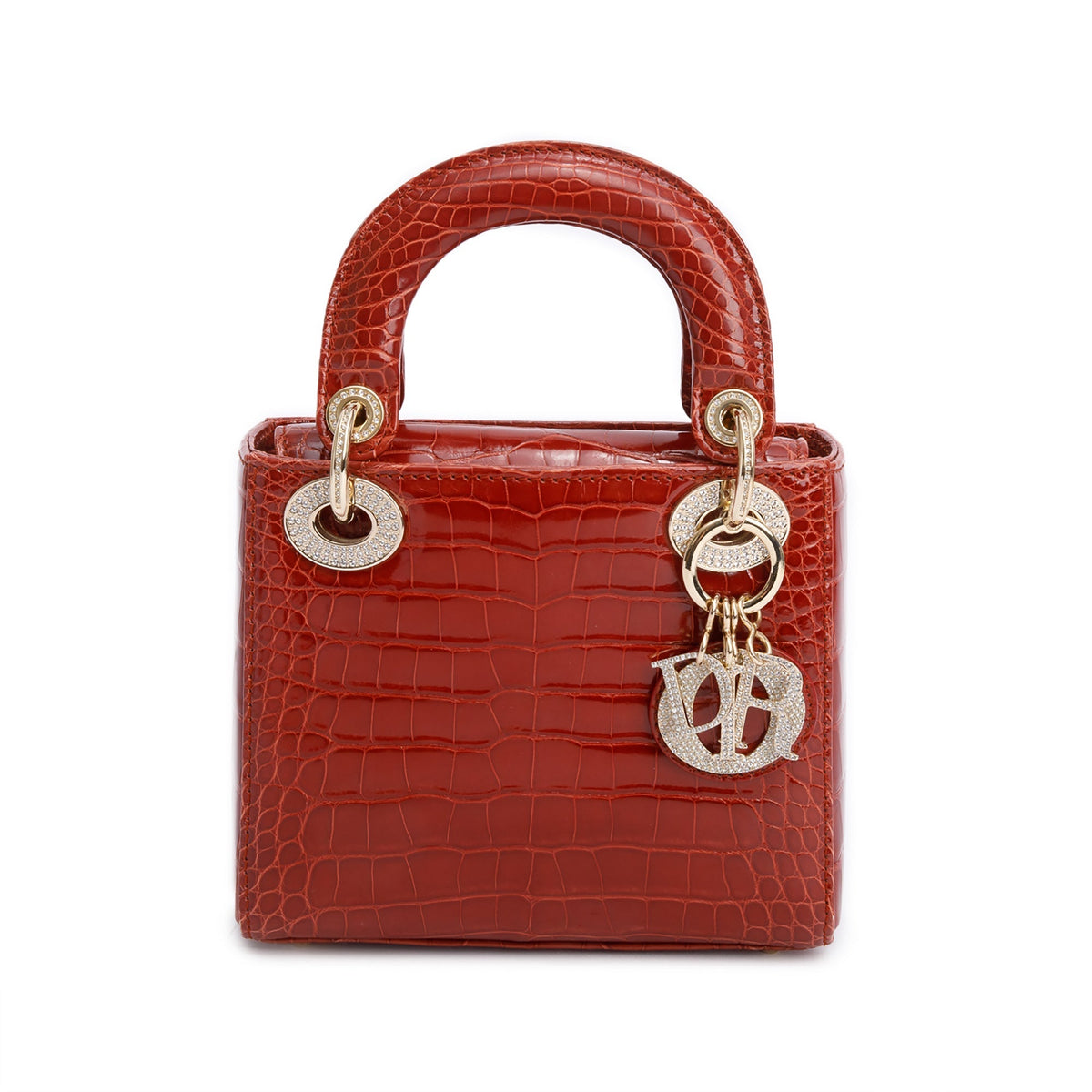 Christian Dior Red Crocodile Crystal Embellished Mini Lady Dior Bag Rovelle Bags