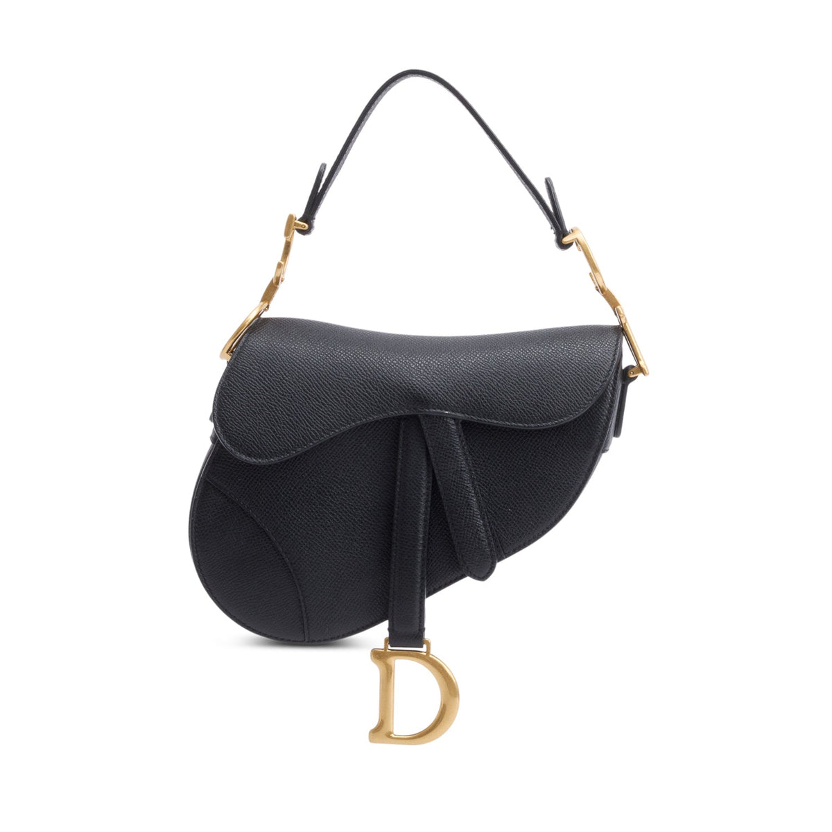 Christian Dior Black Grained Calfskin Leather Mini Saddle Bag Rovelle Bags