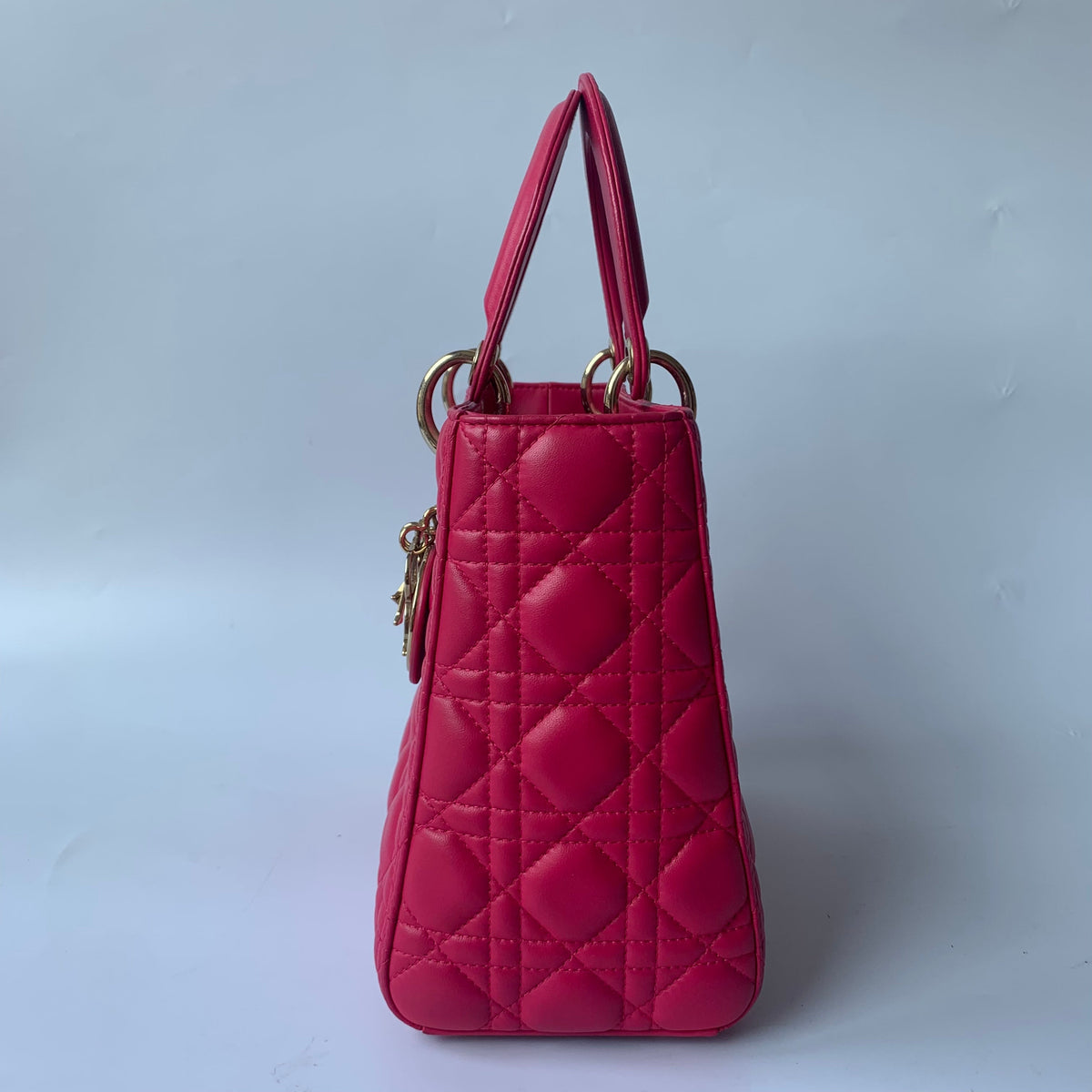 Lady Dior Medium Bag Fuchsia Cannage Lambskin Leather Gold-tone Hardware Rovelle Bags