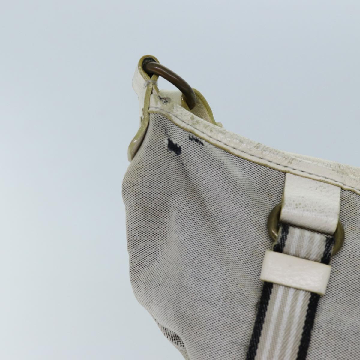 Burberry Label Auth Canvas Blue Shoulder Bag